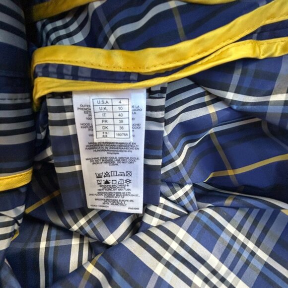 Brooks Brothers Womens Water Repellent Coat Plaid Hooded Jacket Size 4 Blue - Picture 5 of 10